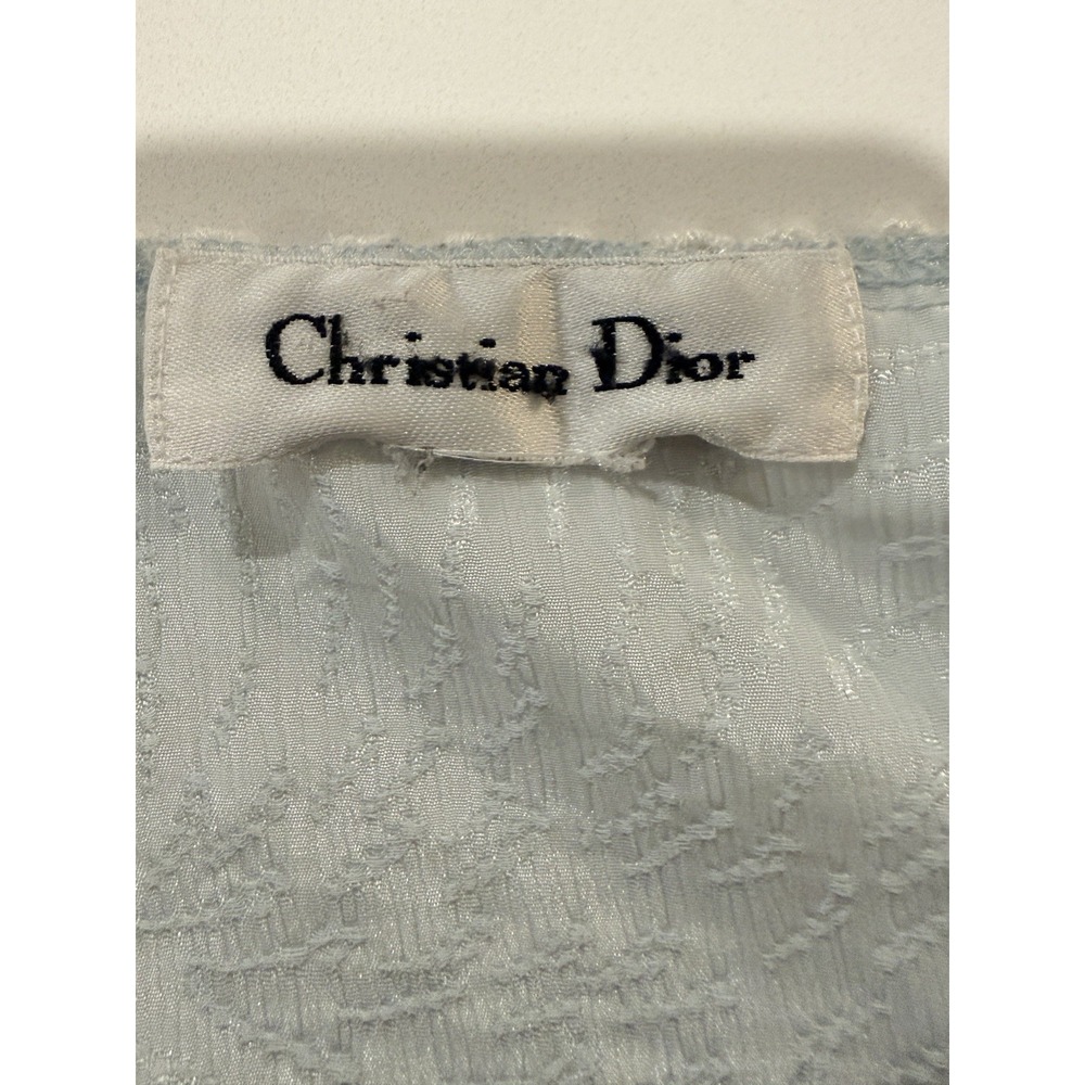 Vintage‎ Christian DIOR Womens Nightgown M Pale Blue Lace Shiny Loungewear - Picture 6 of 7